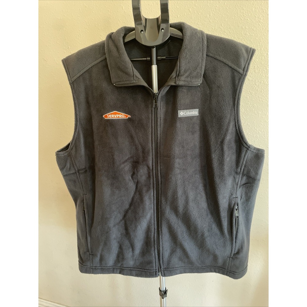 Columbia Vest Mens XL Sleeveless Full Zip Solid Black Casual Fleece Adult Jacket